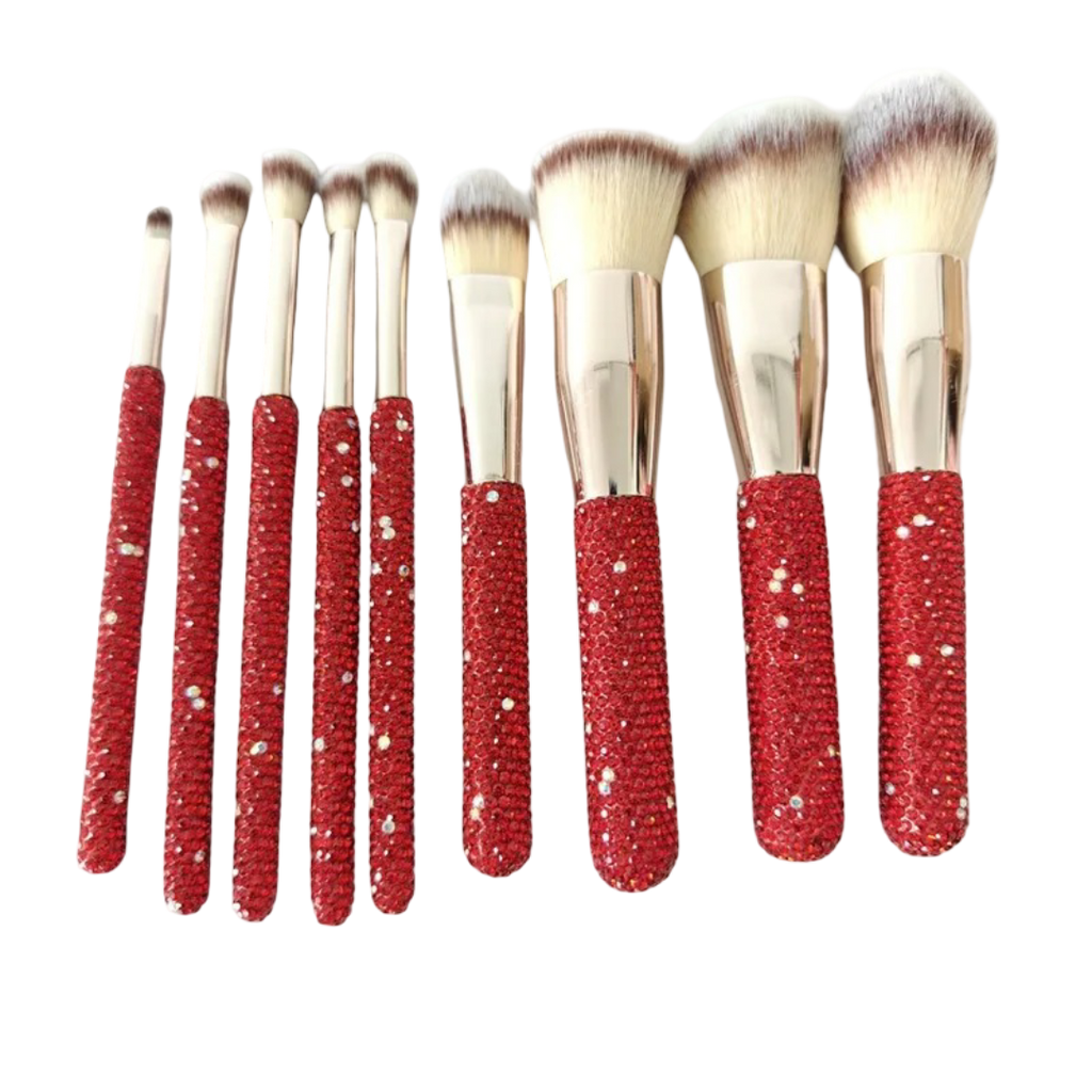 Rhinestone Makeup Brushes With Organizer Bucket