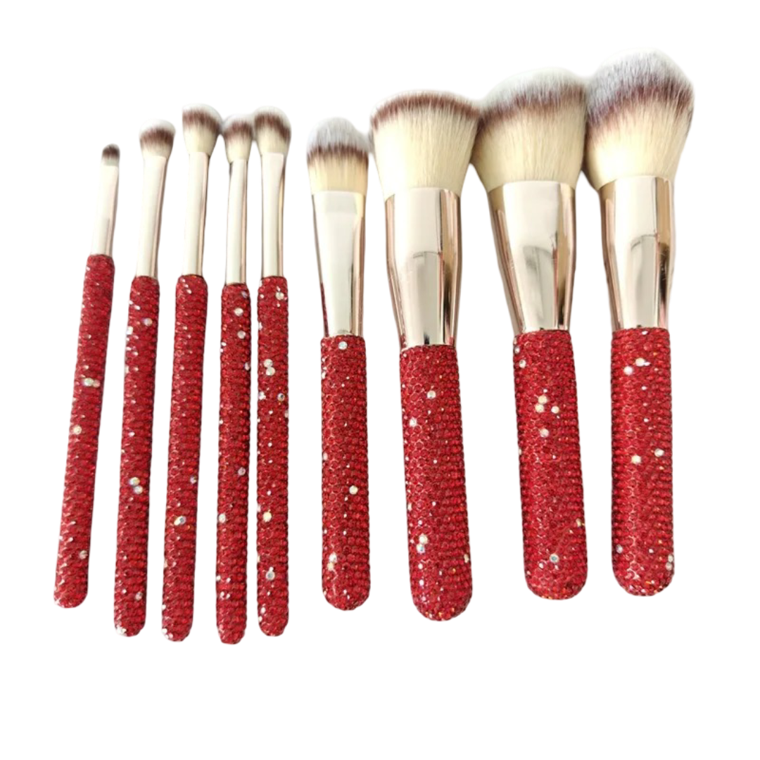 Rhinestone Makeup Brushes With Organizer Bucket