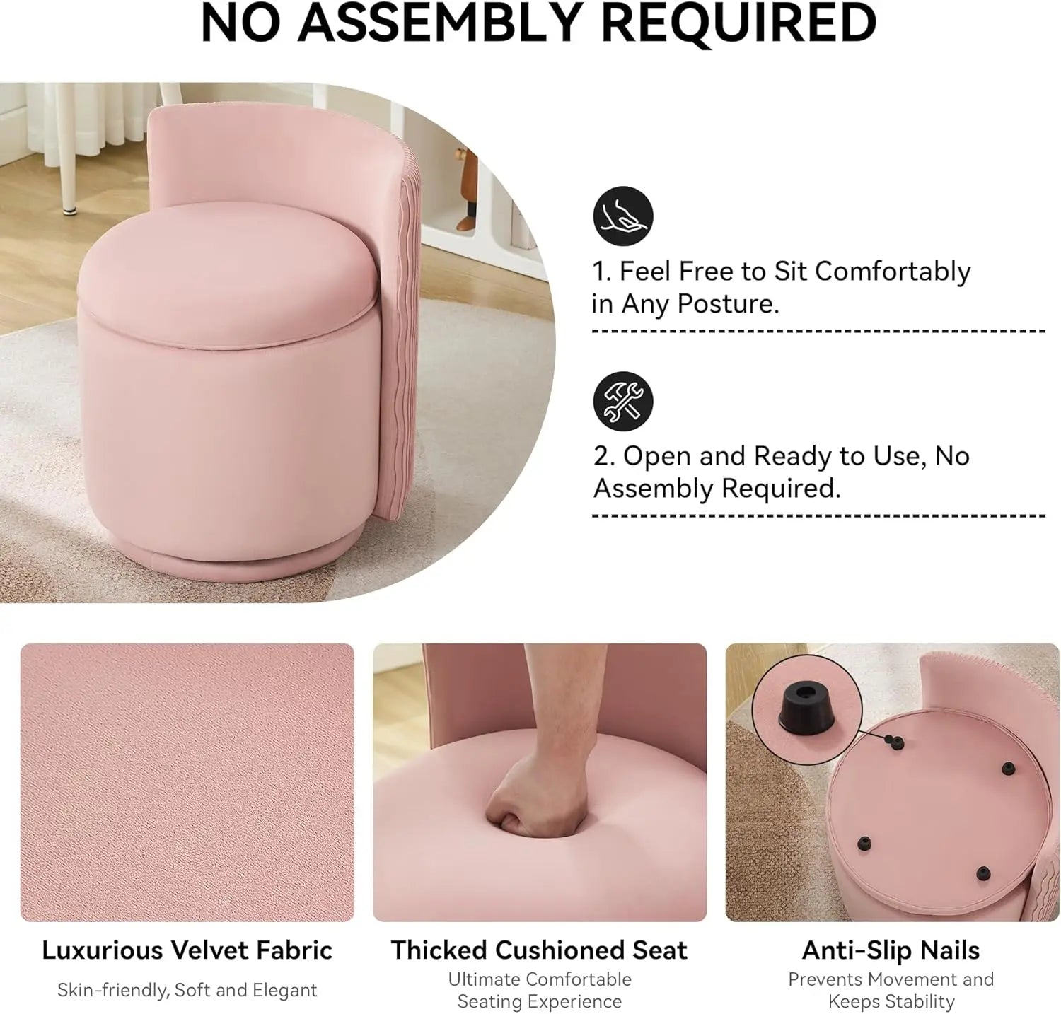 360° Swivel Makeup Dressing Stool