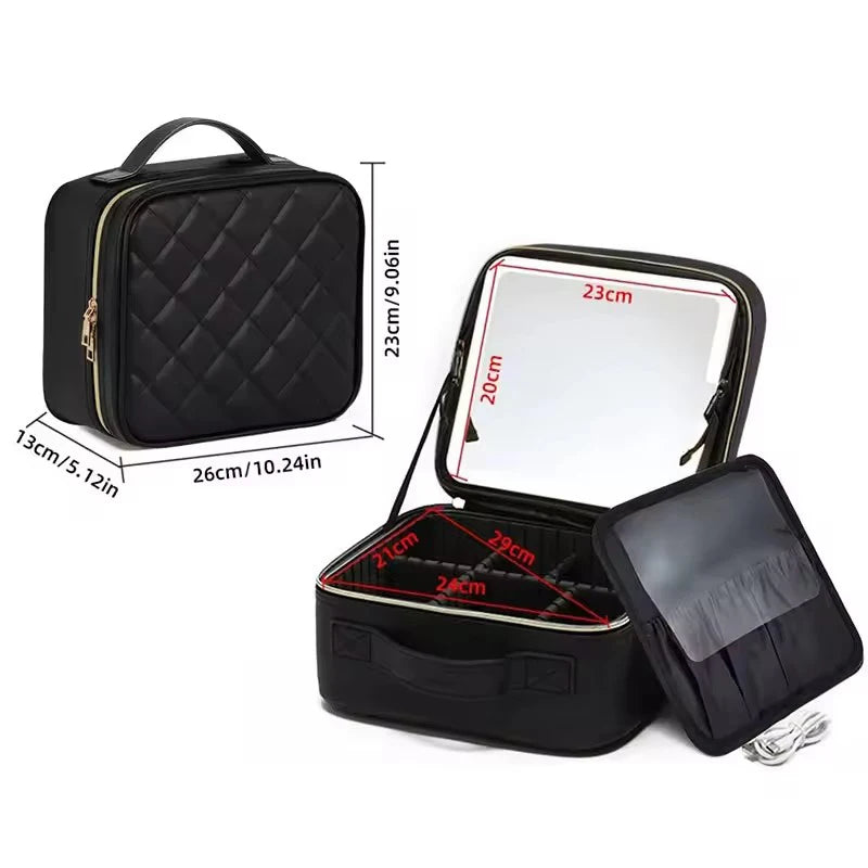 Makeup & Cosmetic Travel Box With LED Mirror [Small]