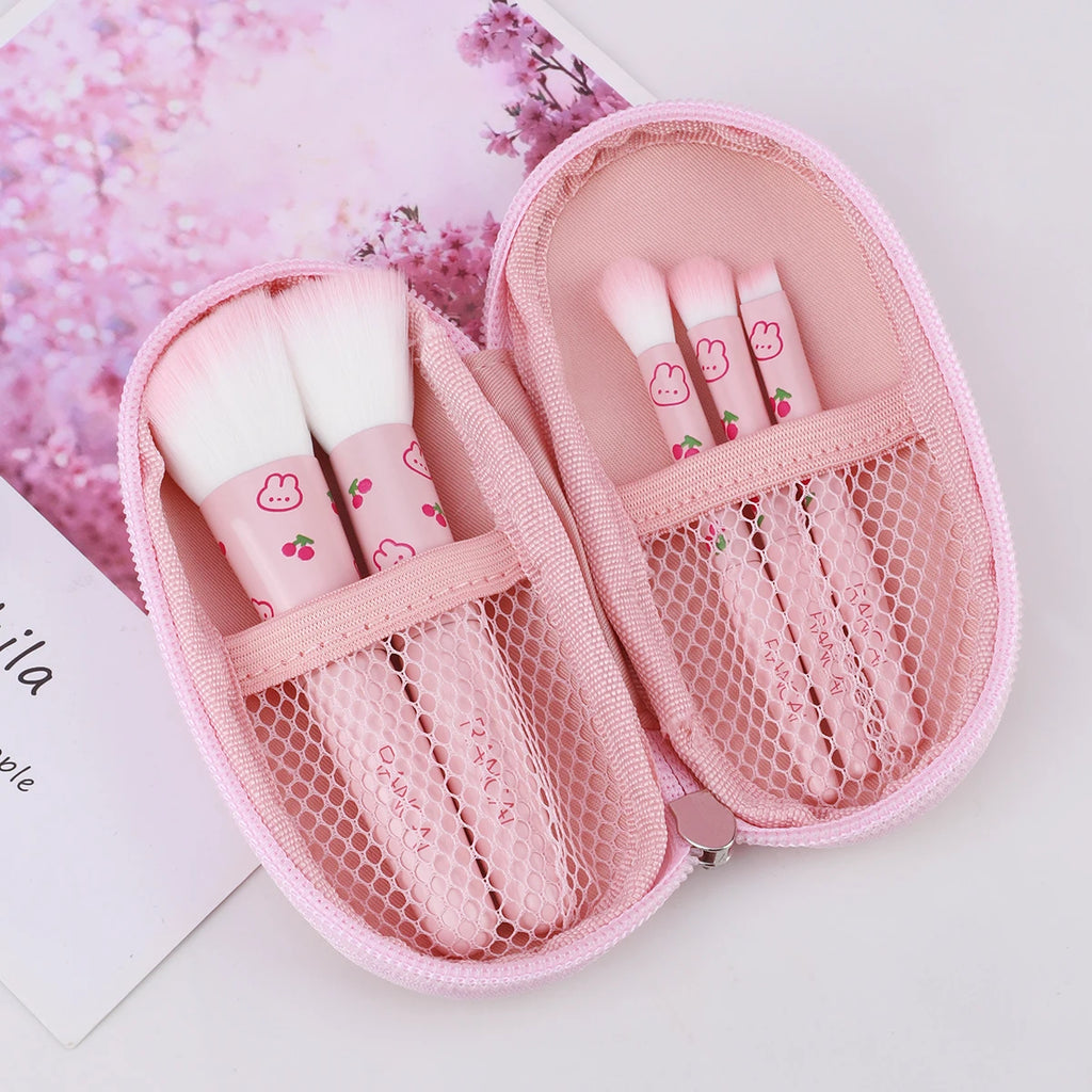 Premium Makeup Mini Brush Set With Pouch [5Pcs]