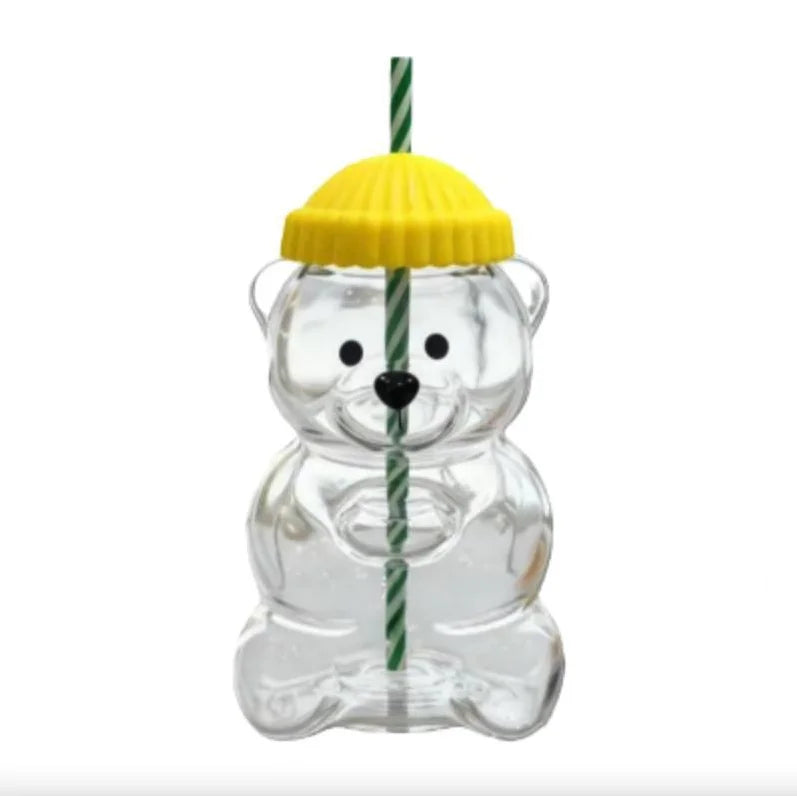 Luxury Bear-Shaped Glass Tumbler With Straw & Lid