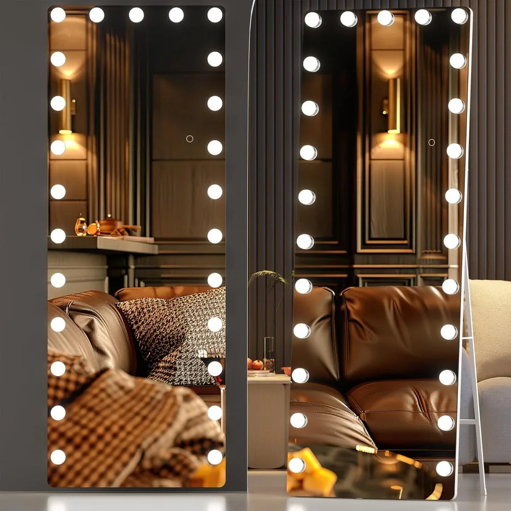 Full Length Vanity Mirror With Light Bulbs & Aluminum Frame [Size: 24" x 67"]