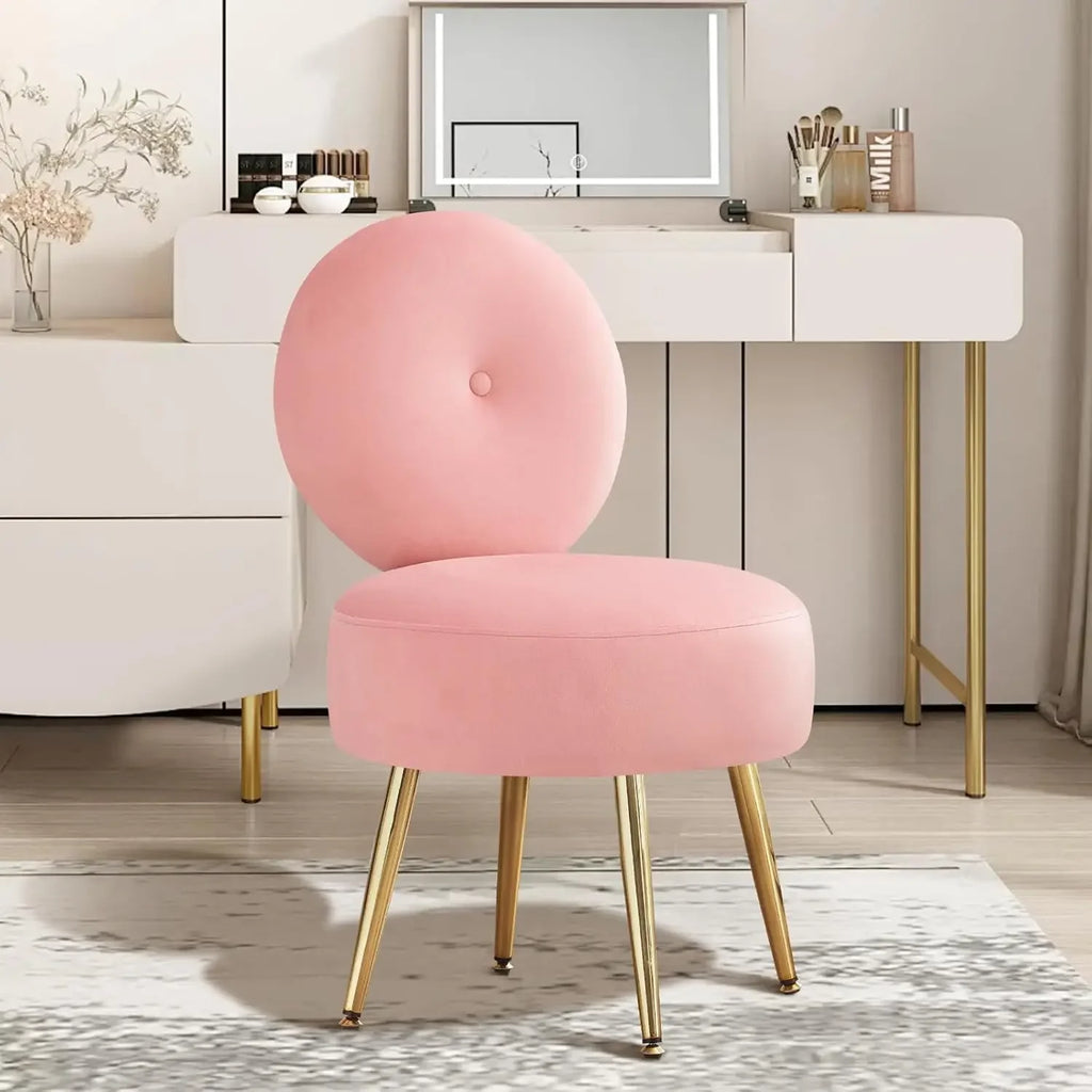 Luxury Vanity Chair with with Gold Legs