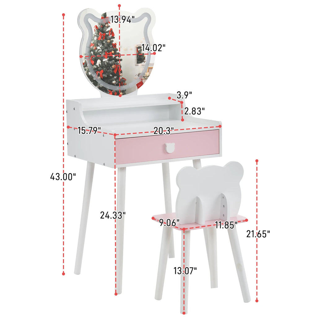 Kids Vanity Table and Chair Set