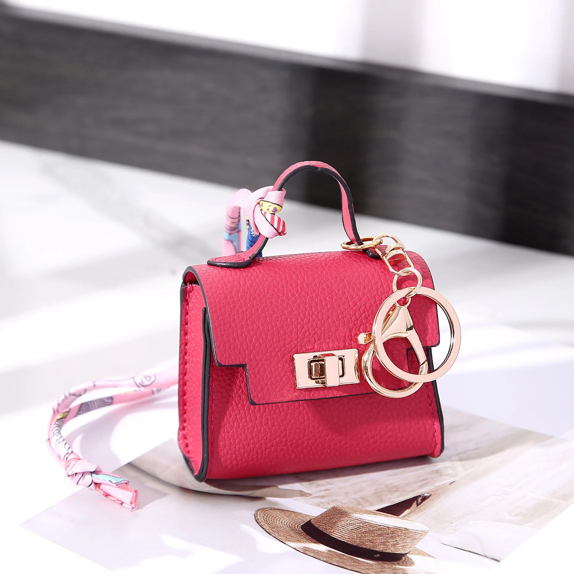 Luxury Mini Leather Bag Keychain For Purse