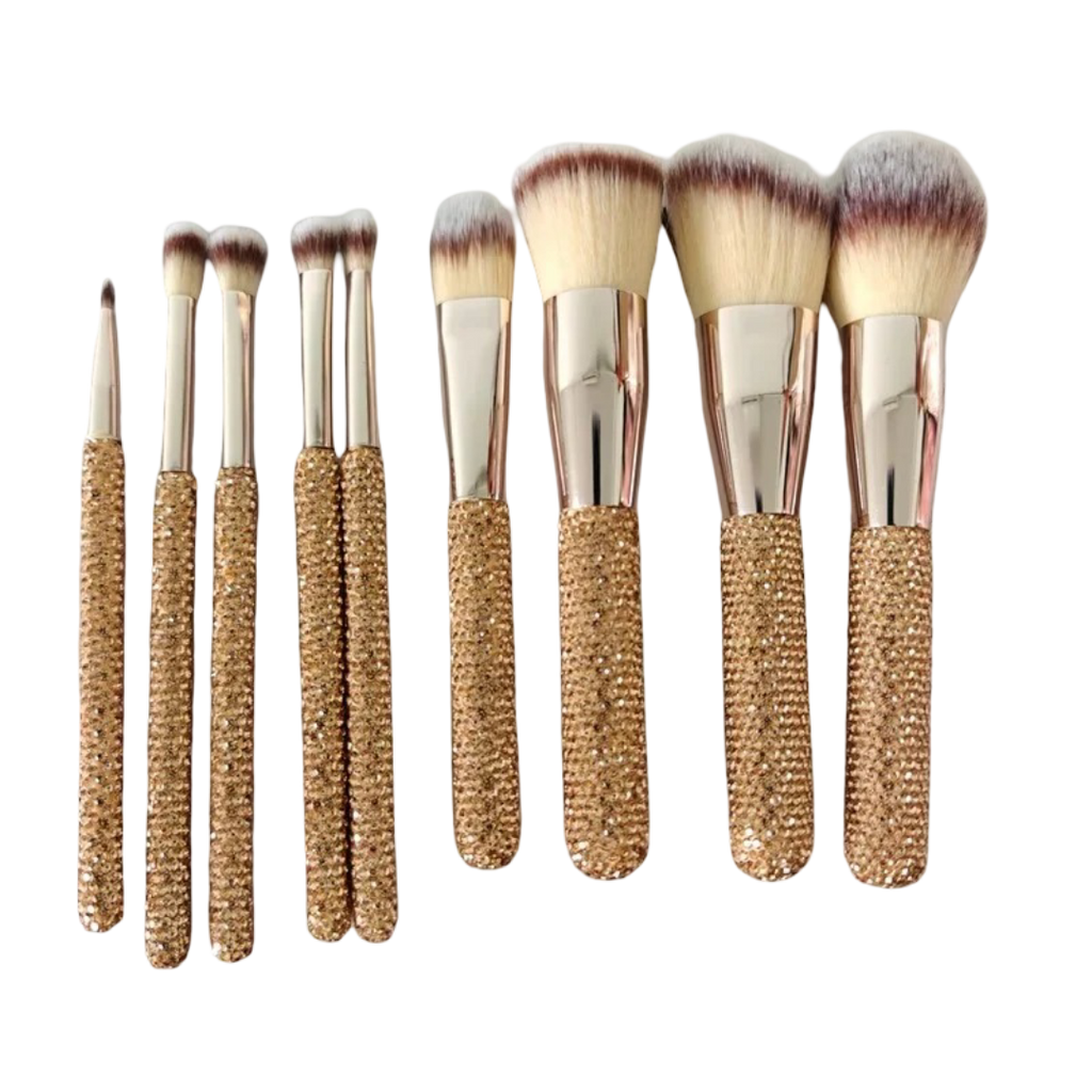 Rhinestone Makeup Brushes With Organizer Bucket