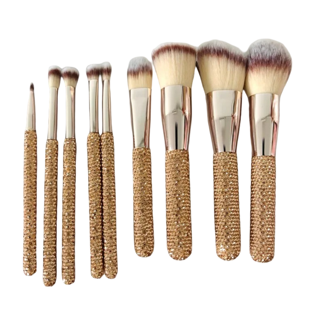 Rhinestone Makeup Brushes With Organizer Bucket