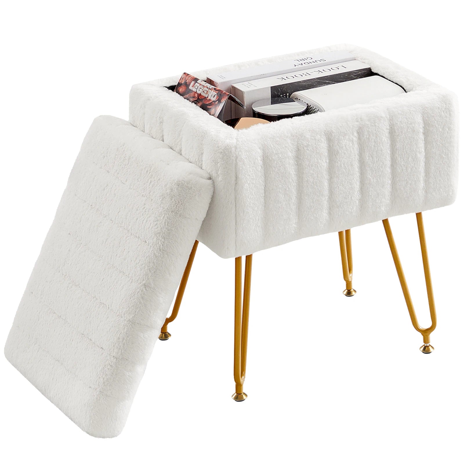 Faux Fur Vanity Desk Stool
