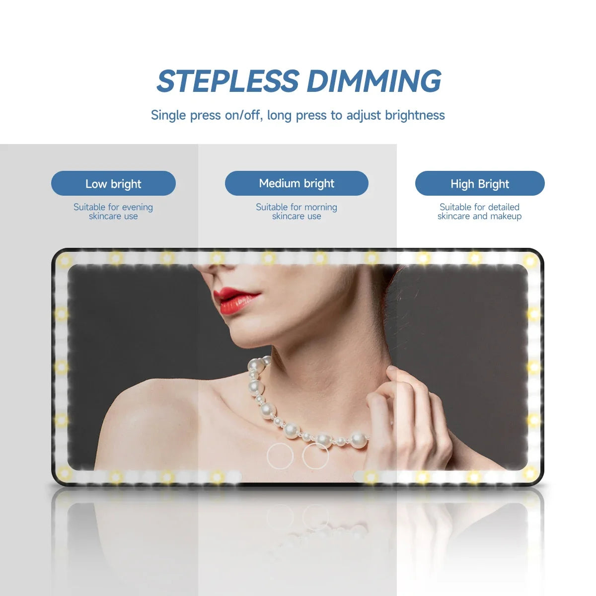 Dual Colors Car Sun Visor Rechargeable LED Vanity Mirror & Touch Screen