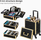 5 in 1 Rolling Makeup Train Case With Lid
