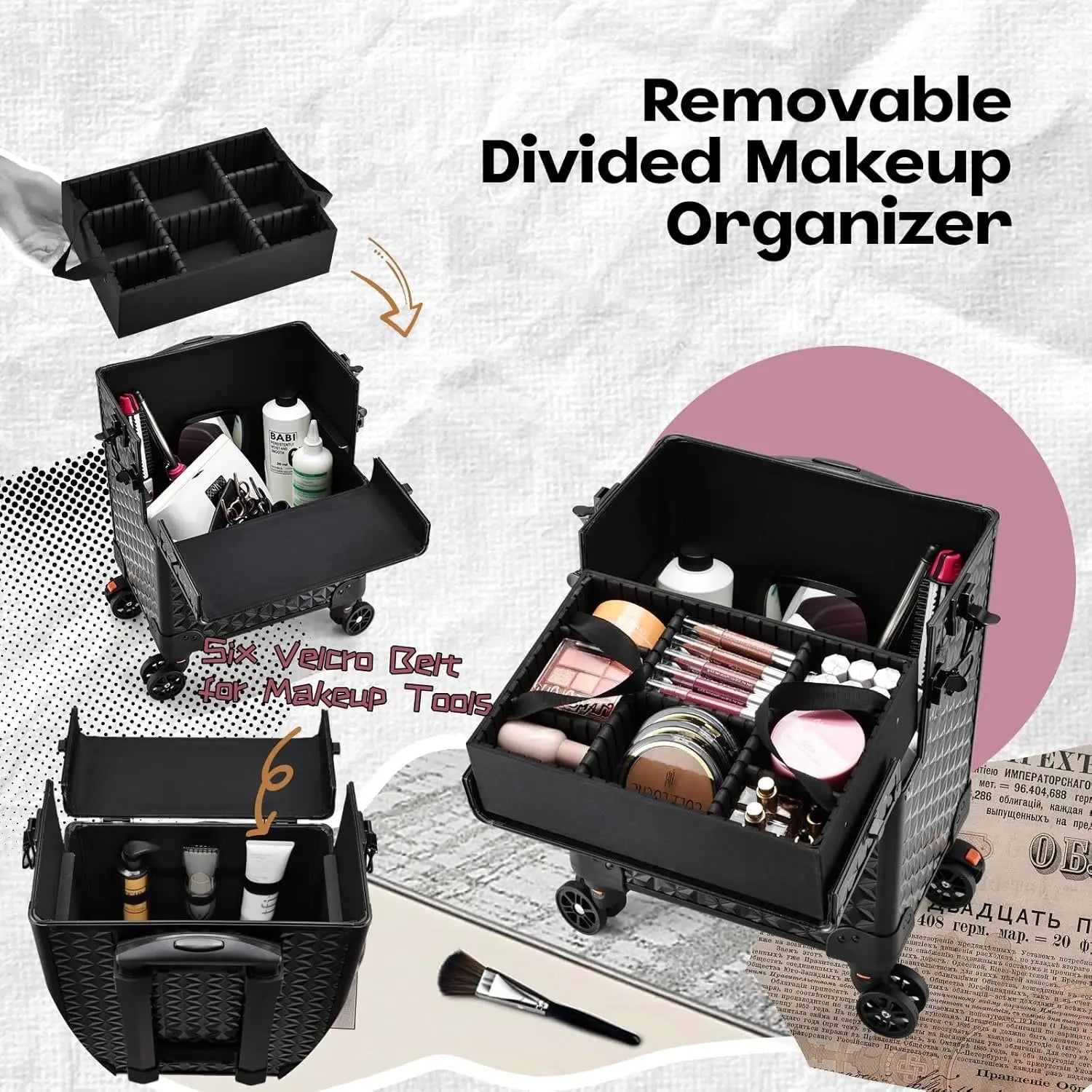 5 in 1 Customizable Makeup Train Case