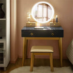 Contemporary Compact Makeup Vanity Set - Black & Golden
