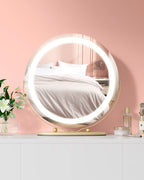 19 Inch Large Round Vanity Mirror With Touch Controls