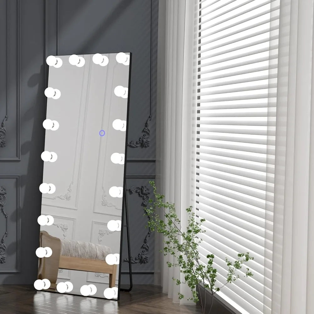 Full Length Vanity Mirror With Light Bulbs & Aluminum Frame [Size: 20"x 63"]