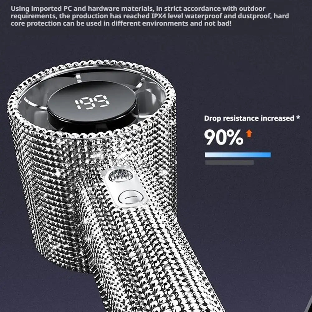 Portable Handheld Fan Covered With Diamonds