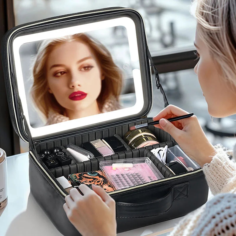 Makeup & Cosmetic Travel Box With LED Mirror [Small]