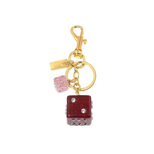 Dice Shape Crystal Bag Keychain