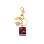 Dice Shape Crystal Bag Keychain