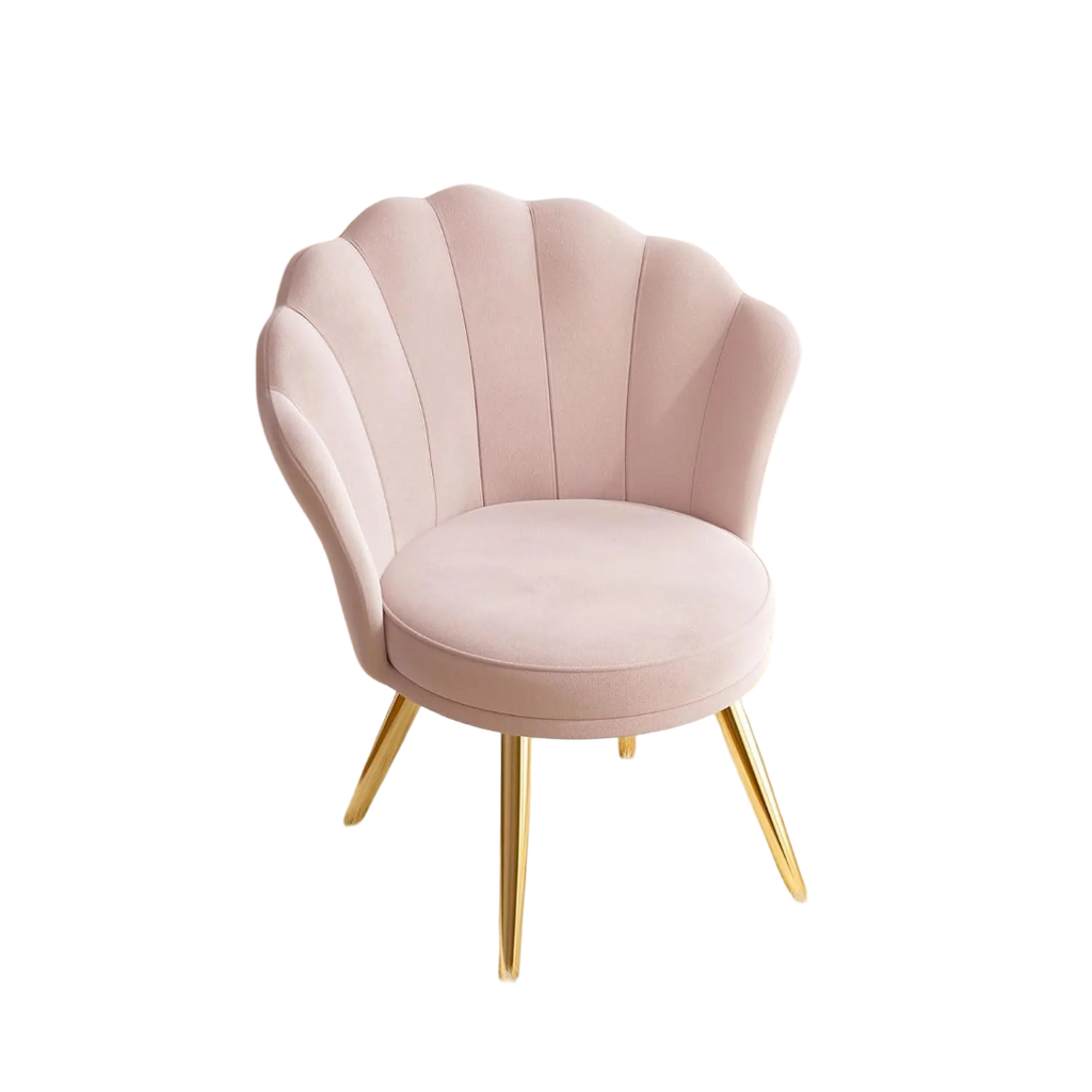 Vanity Chair with Gold Legs -  Light Pink