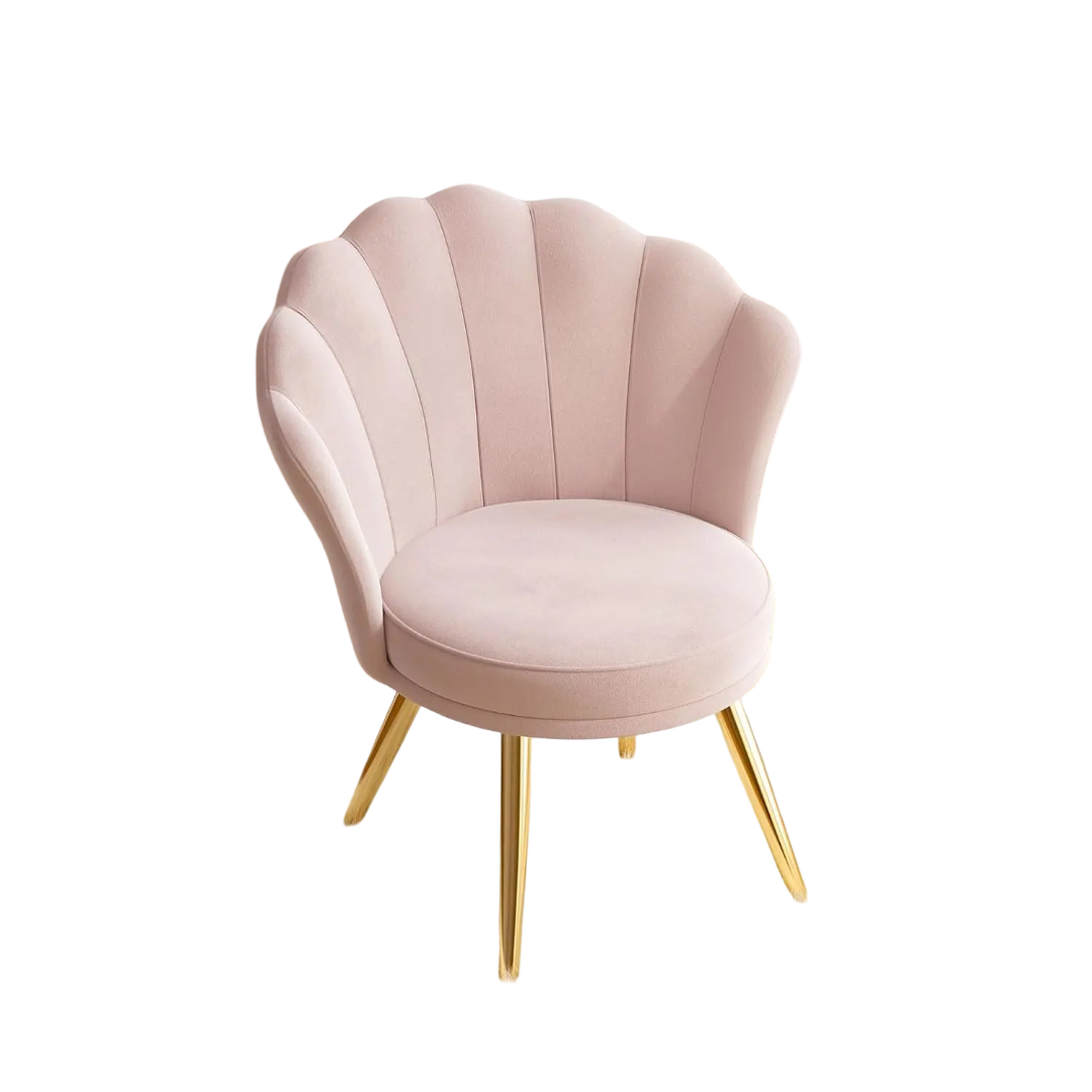 Vanity Chair with Gold Legs -  Light Pink