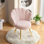 Vanity Chair with Gold Legs -  Light Pink
