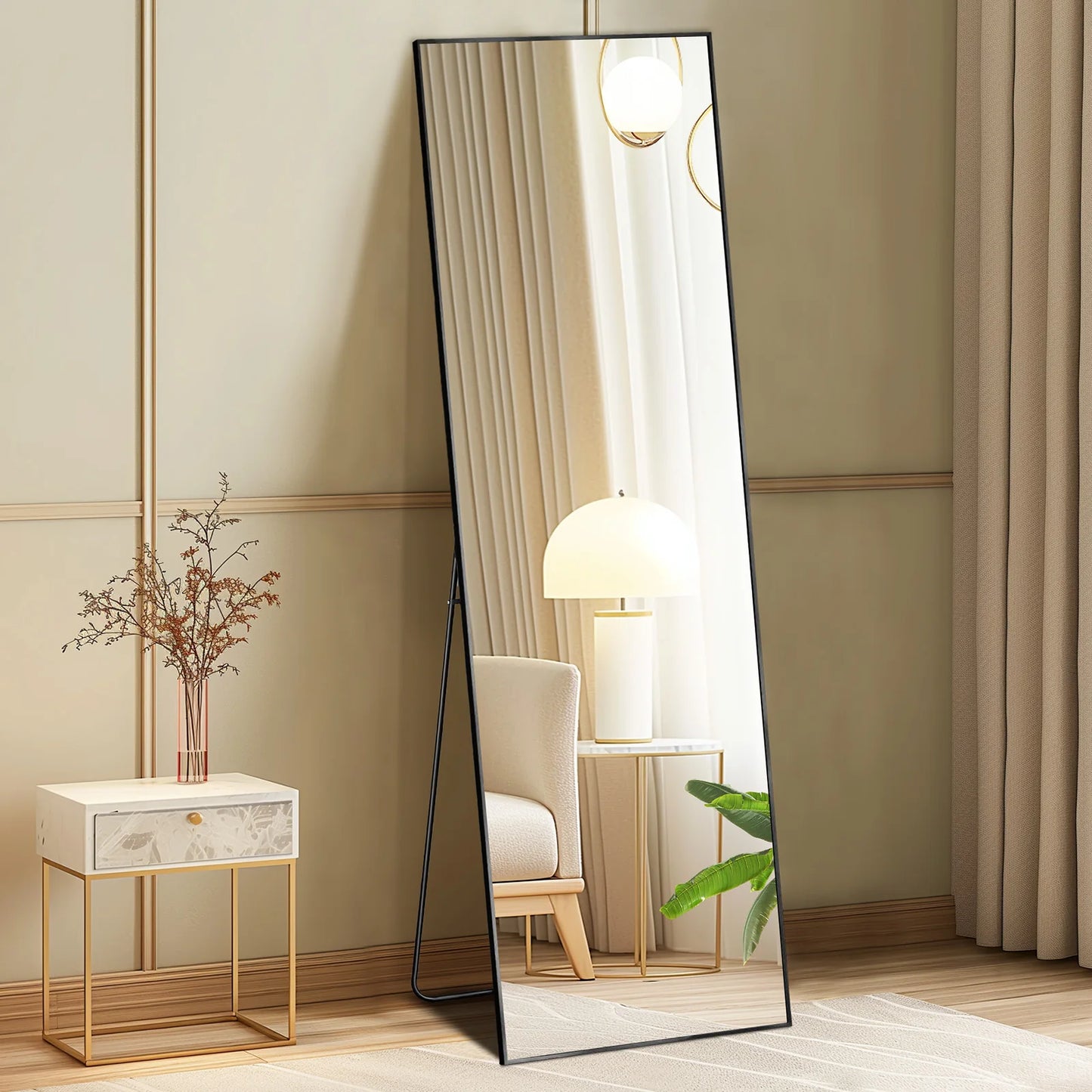 Rectangular Full-Length Mirror with Aluminum Frame [Size: 21"x 64"]