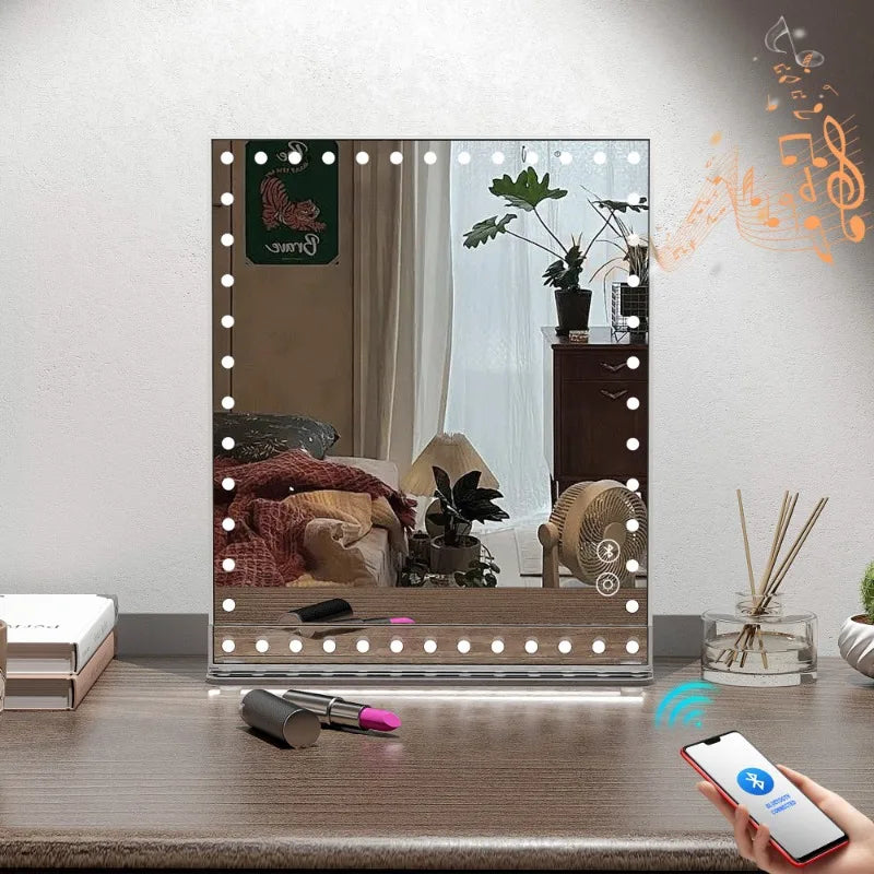 Makeup Vanity Mirror with Bluetooth Speaker and Detachable 10X [Size: 10''x12'']
