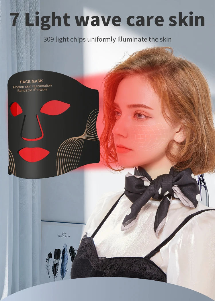 Wireless LED Light Therapy Face & Neck Mask with  7 Colors