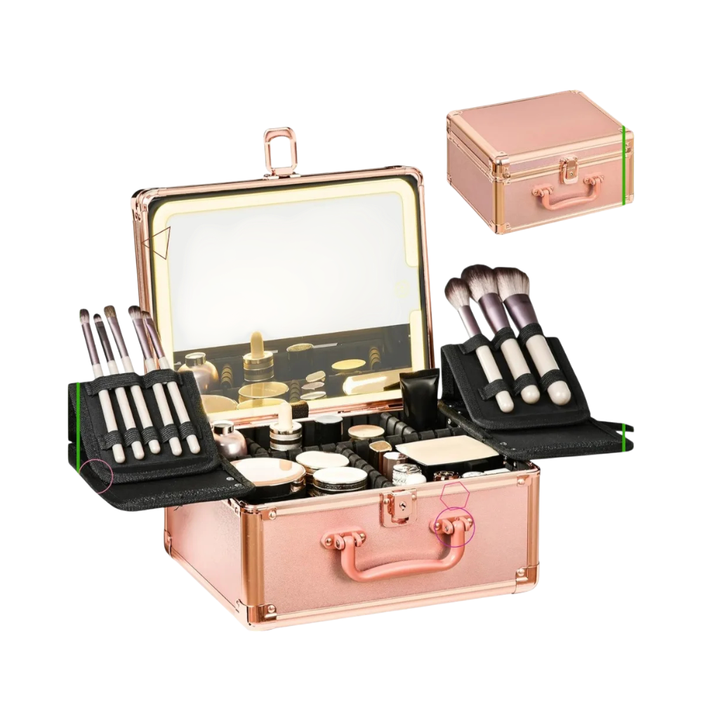 Makeup Case with Detachable Mirror - Rose Gold