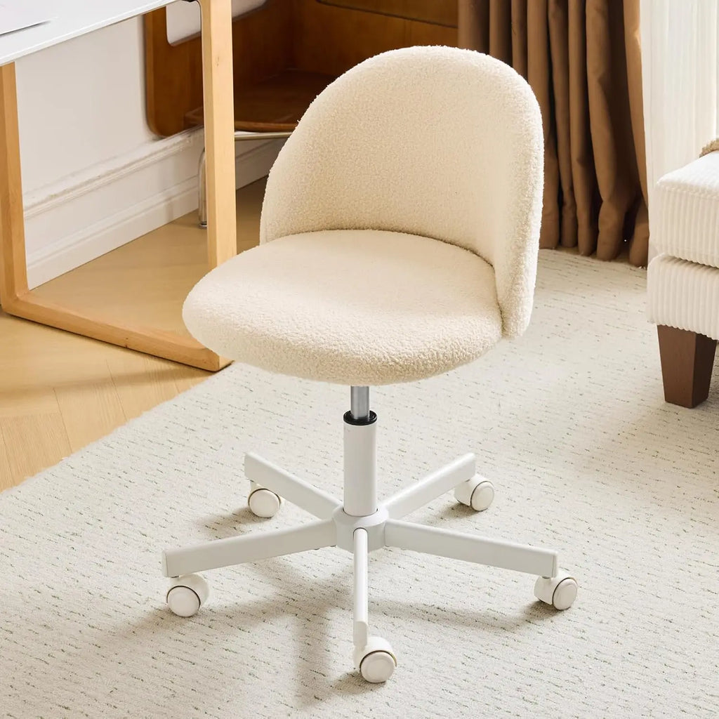 Armless Vanity Desk Swivel Chair With Lumbar Support