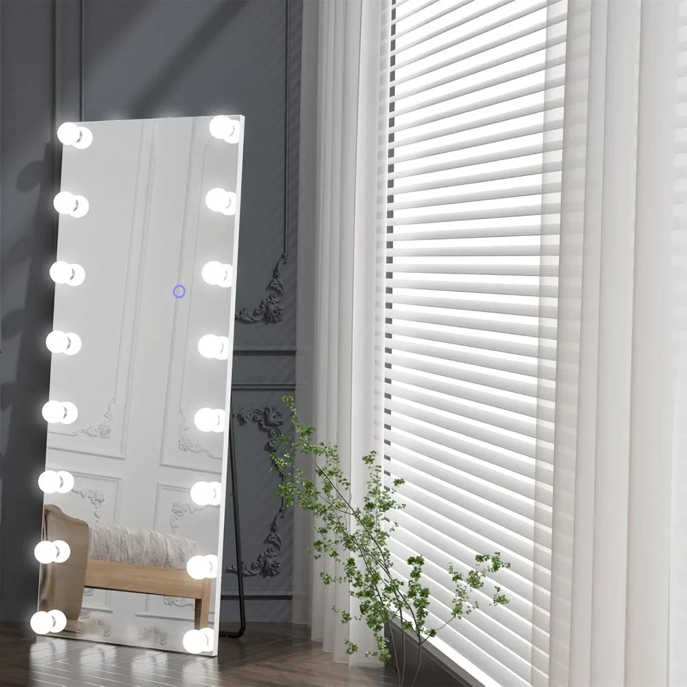 Full Length Vanity Mirror With Light Bulbs & Aluminum Frame [Size: 20"x 63"]