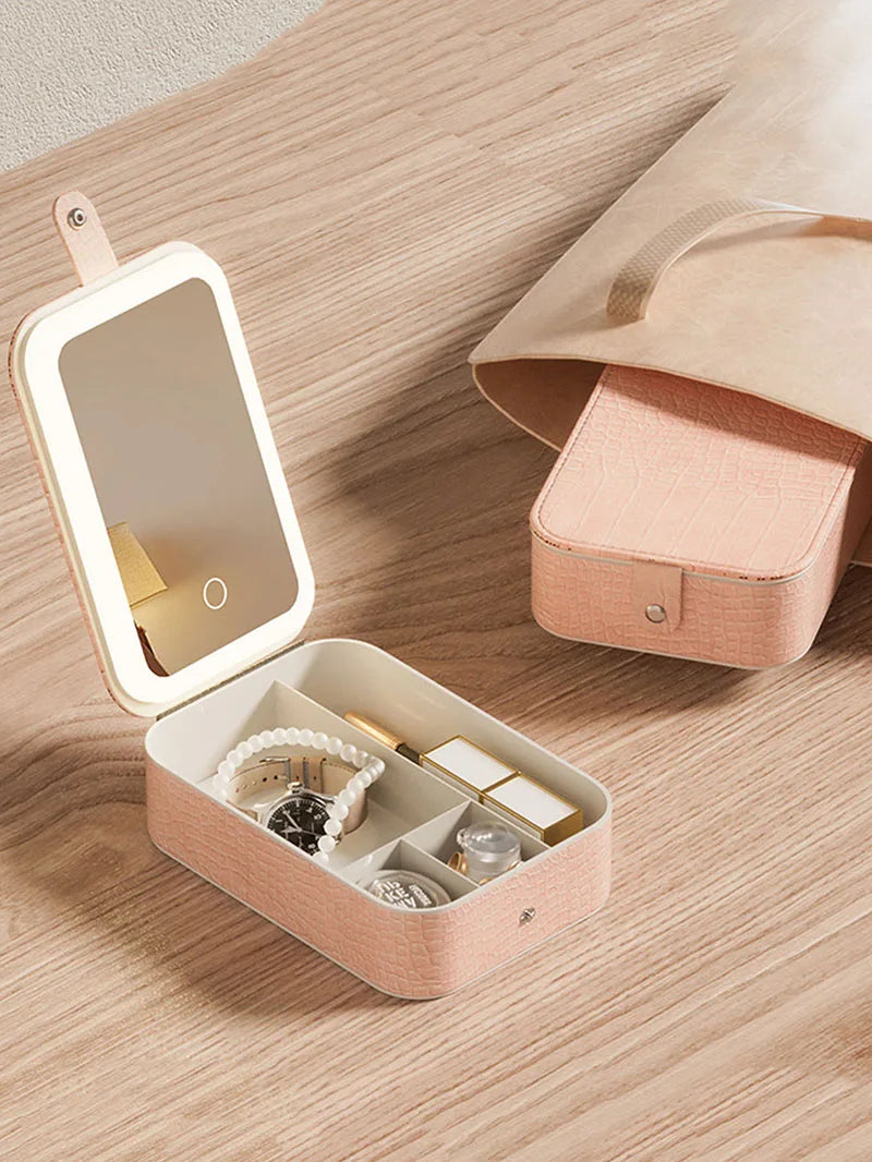 Makeup & Jewelry Storage Box With LED Mirror