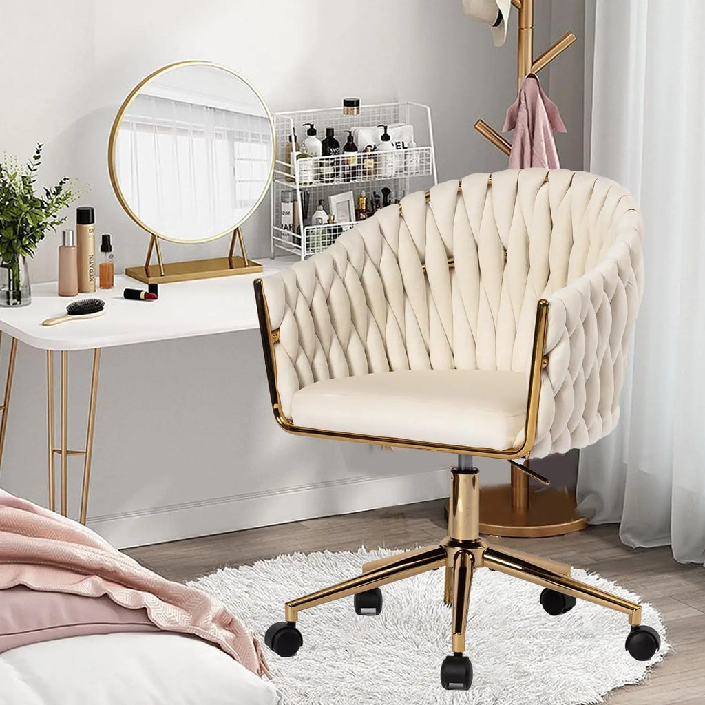 Swivel Vanity Desk Chair - Beige