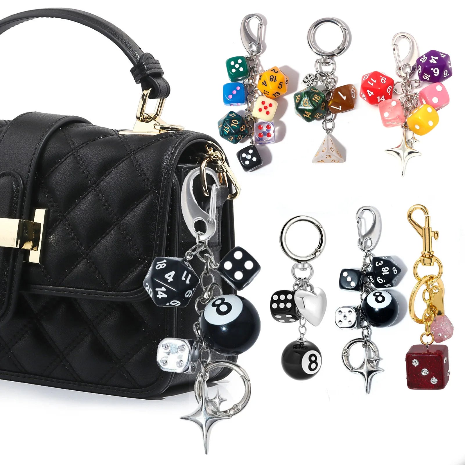 Billiard Ball Shape Bag Keychain