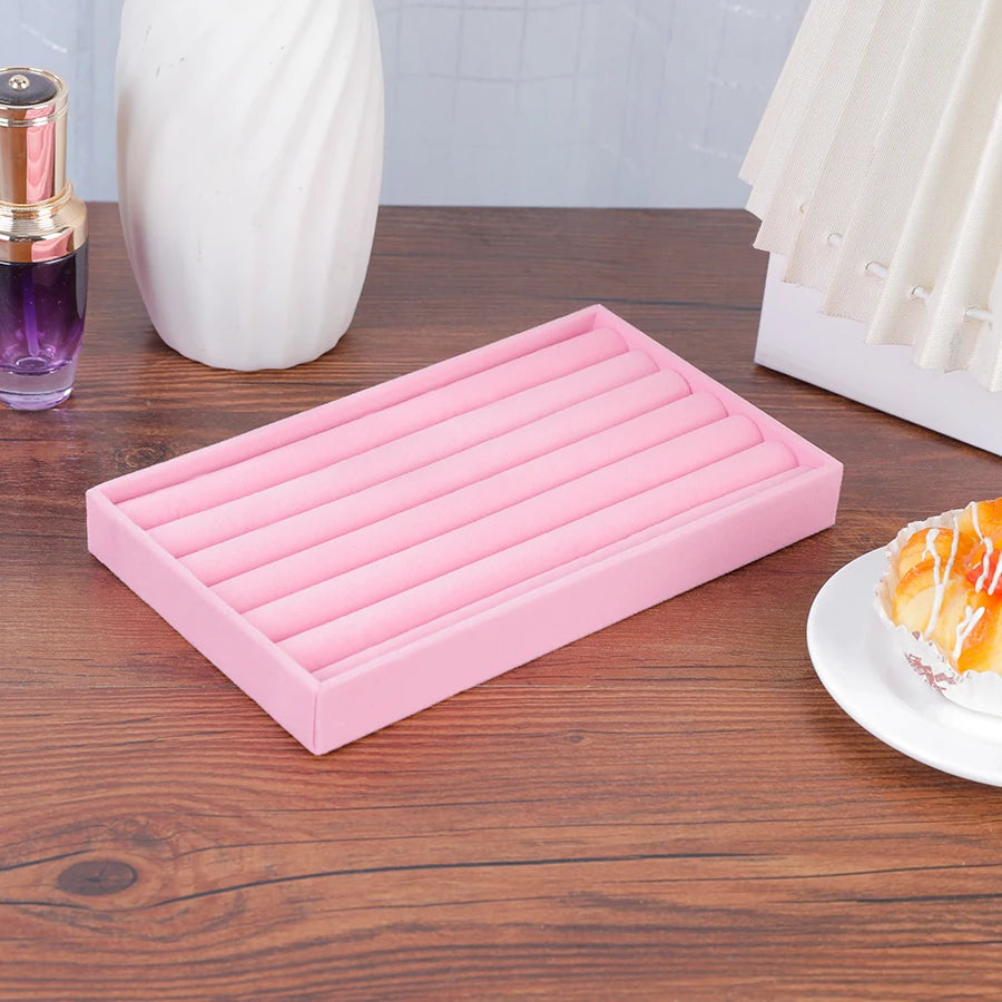 Luxury Velvet Drawer Organizer Tray [Pink]