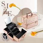 Large Capacity Makeup Organizer Box With Mirror & 3 Trays