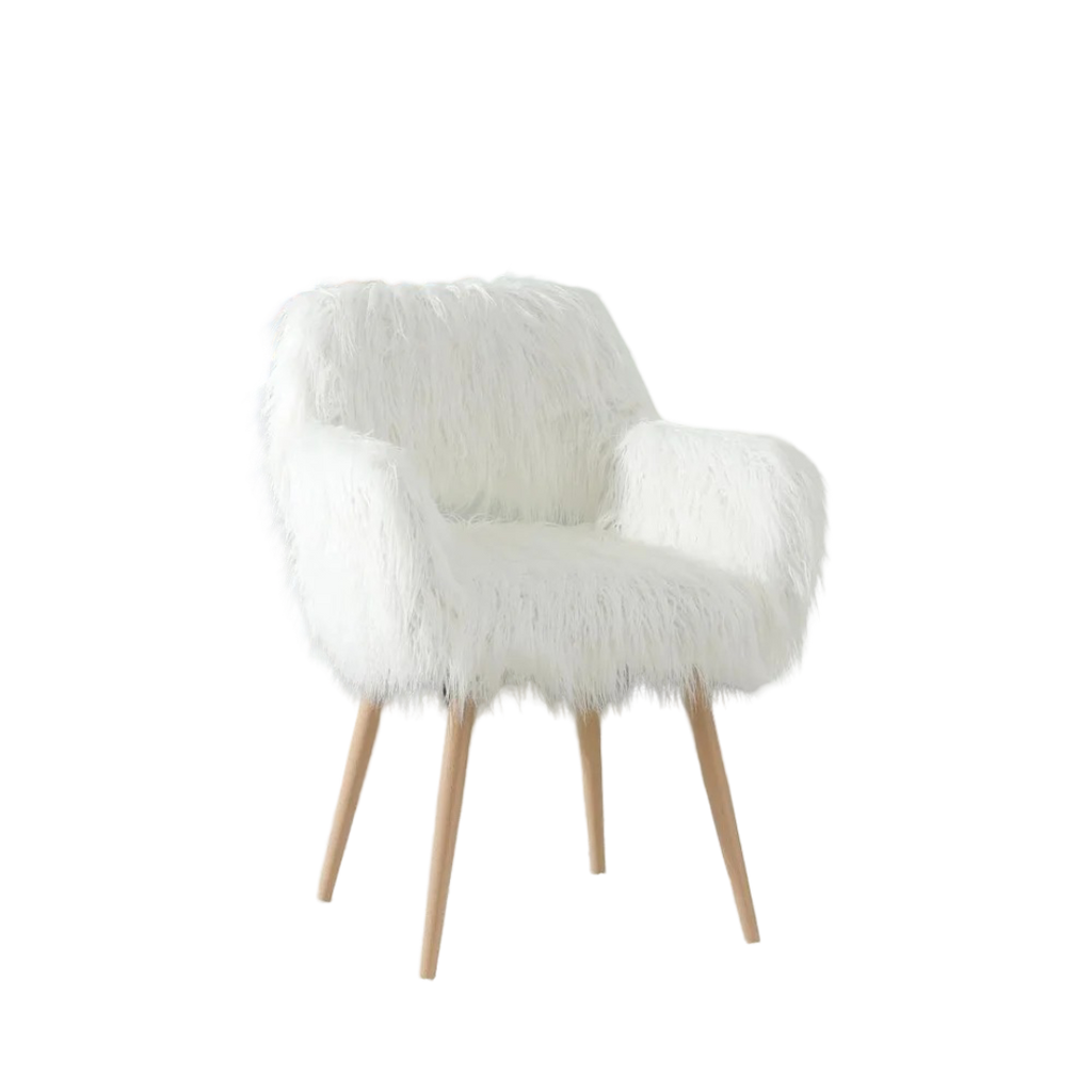 Faux Fur Vanity Chair - White