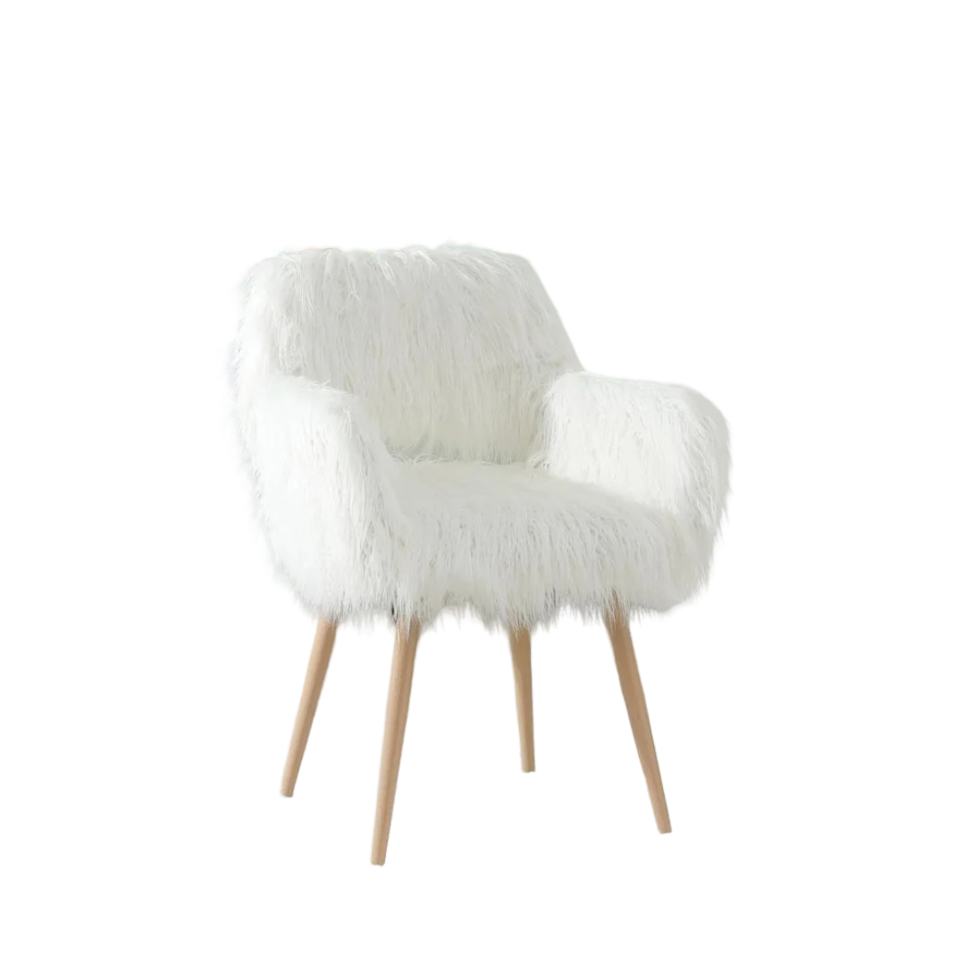 Faux Fur Vanity Chair - White