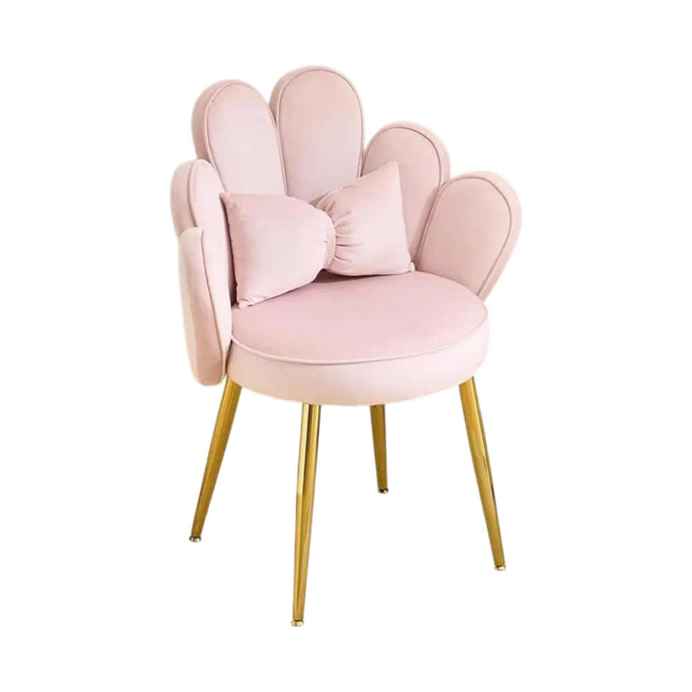 Vanity Chair with Adjustable Gold Legs and Pillow