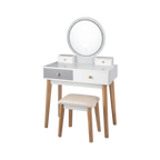 Vanity Set with Cushioned Stool & 2 Drawers