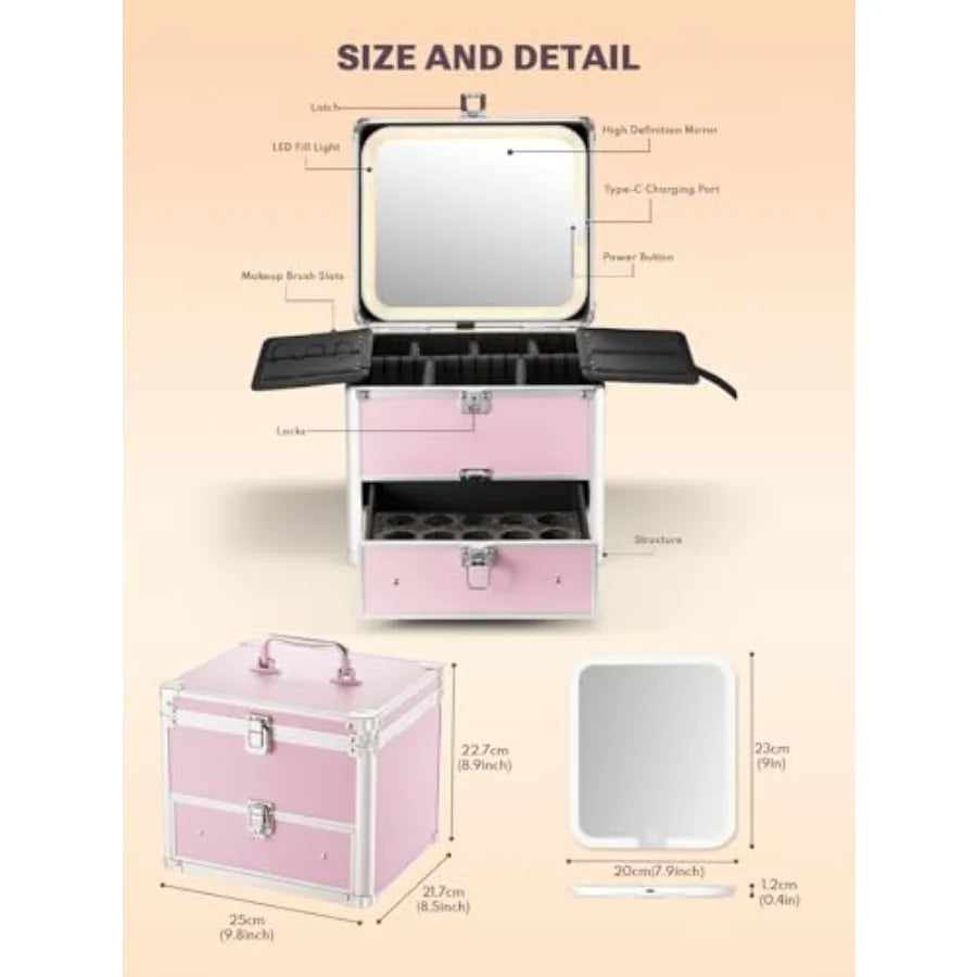 Makeup Case With Drawer - Icy Pink
