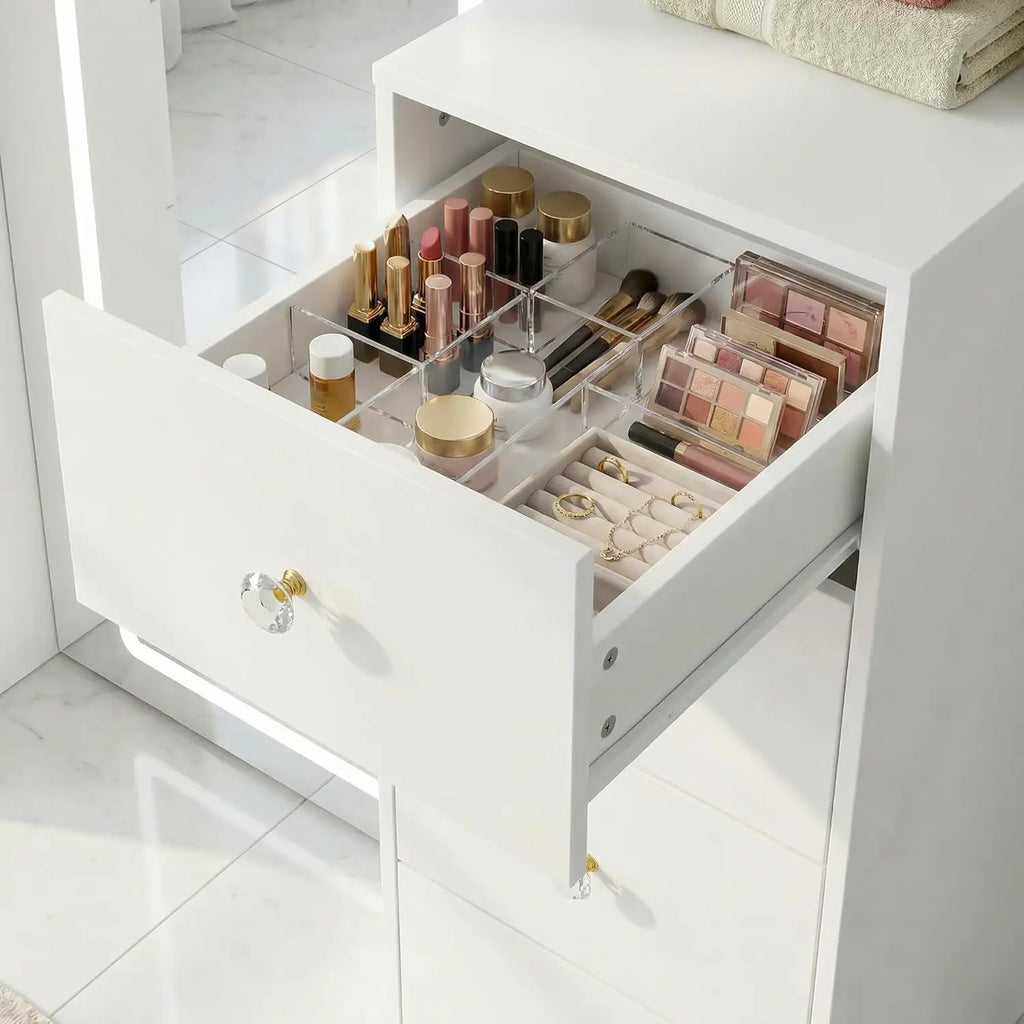Full-Length Vanity Set With 8 Drawers & Shelves