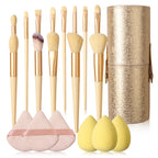 Makeup Brush Set With Sponge & Powder Puffs