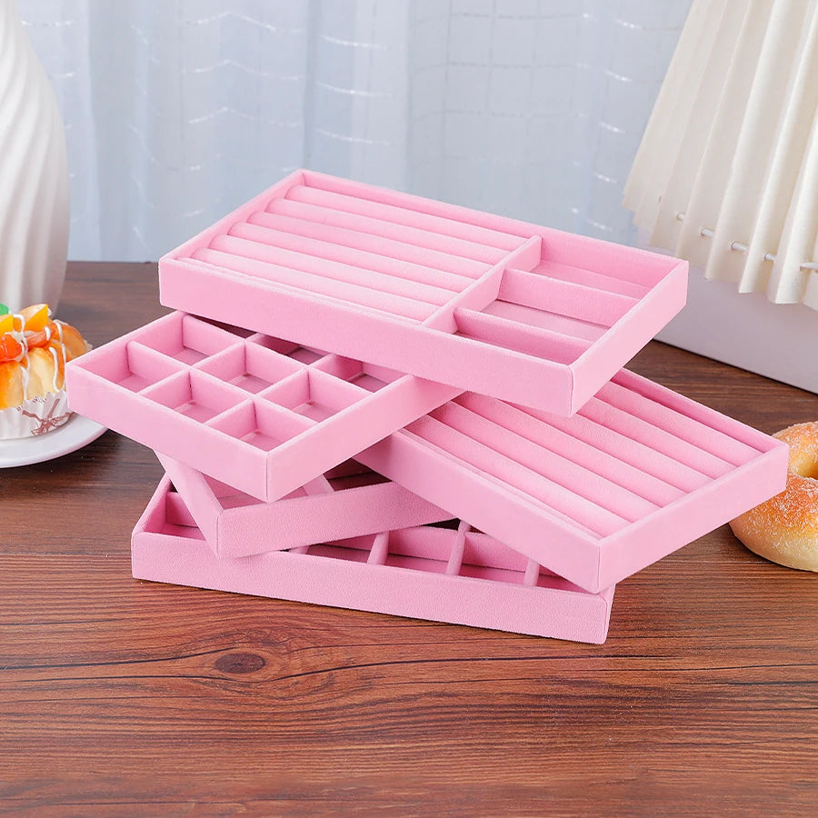 Luxury Velvet Drawer Organizer Tray [Pink]
