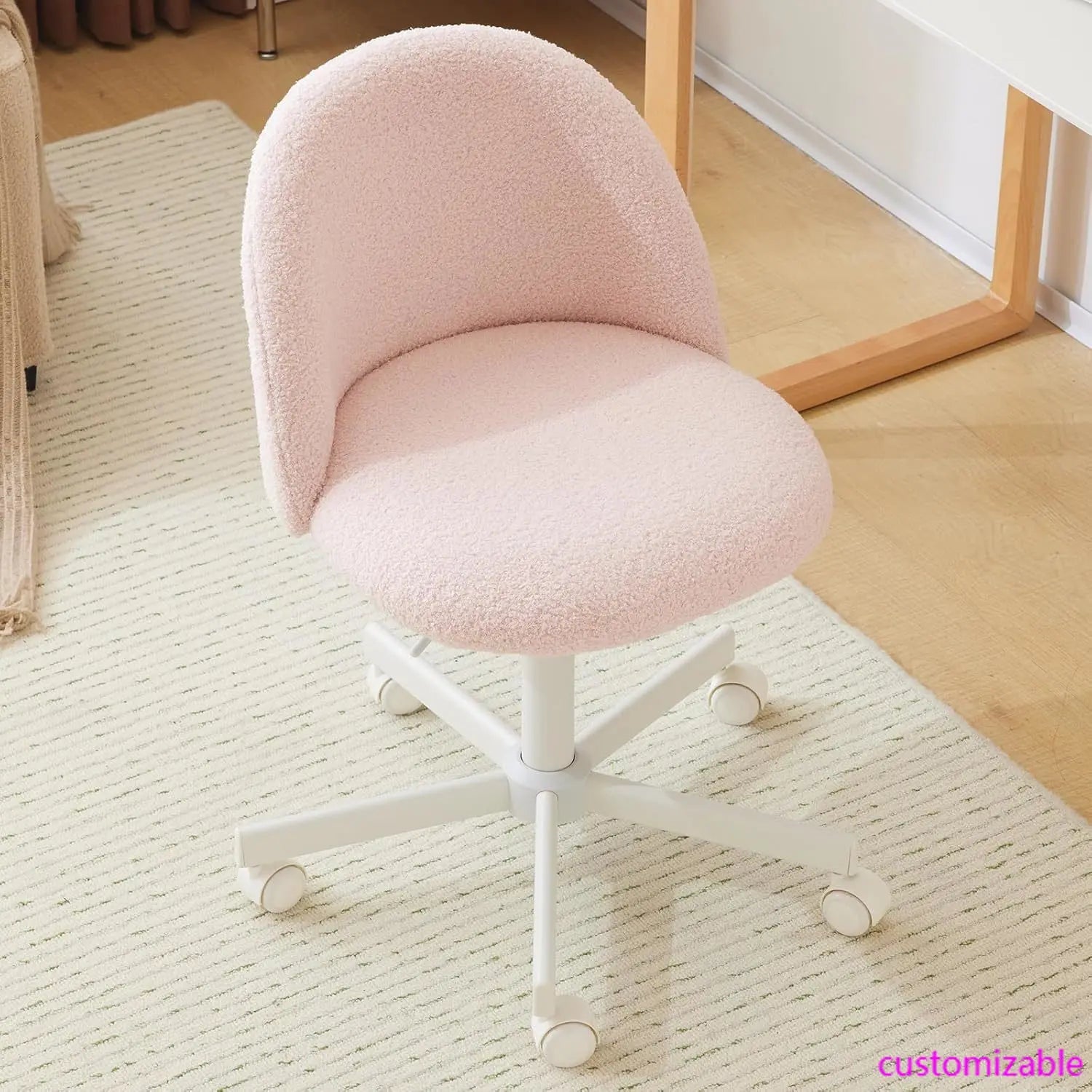 Armless Vanity Desk Swivel Chair With Lumbar Support