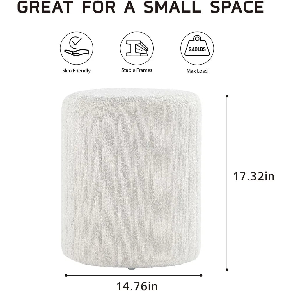 Round Multifunctional Ottoman Vanity Stool [White]
