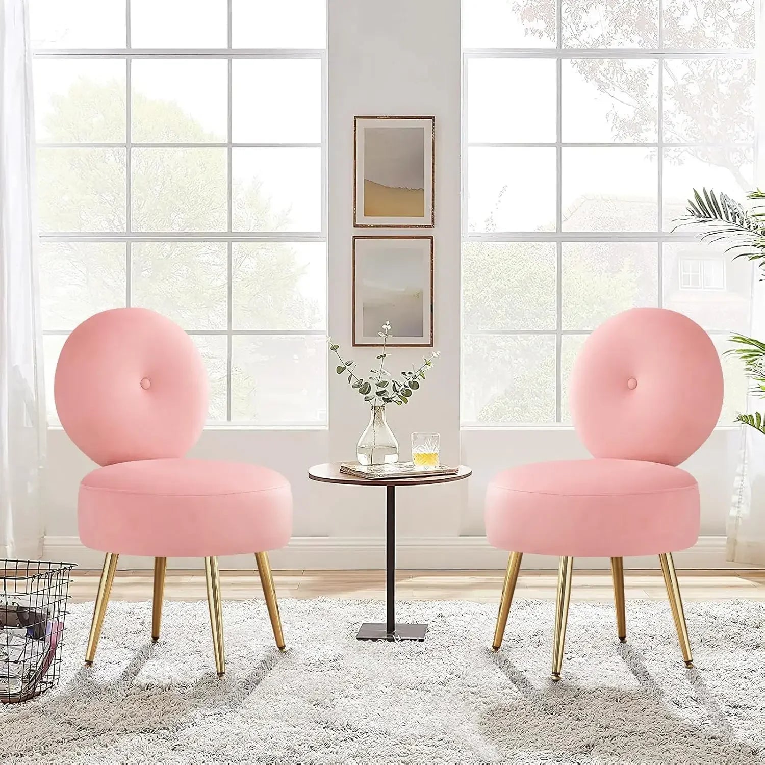 Luxury Vanity Chair with with Gold Legs