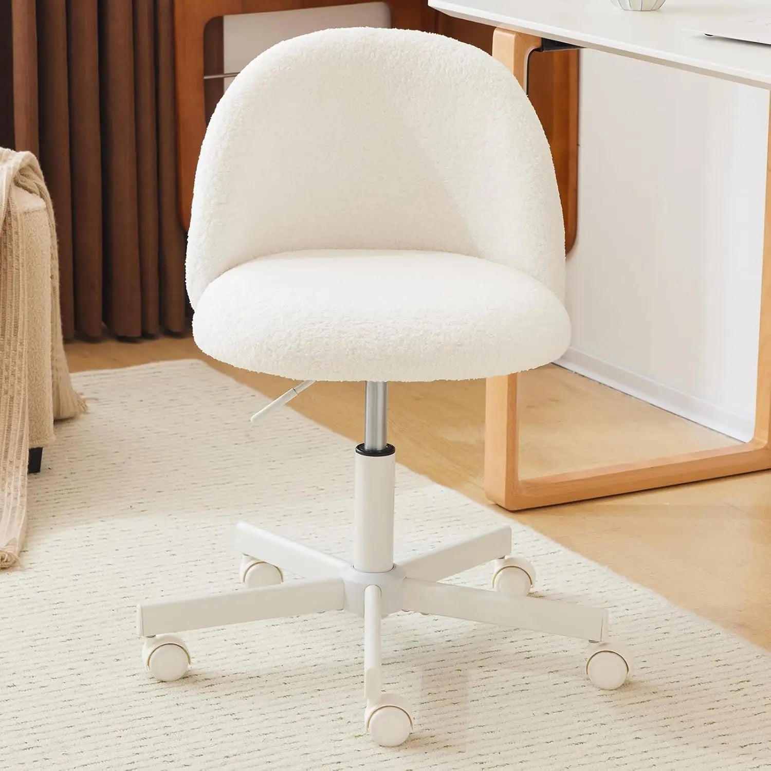 Armless Vanity Desk Swivel Chair With Lumbar Support