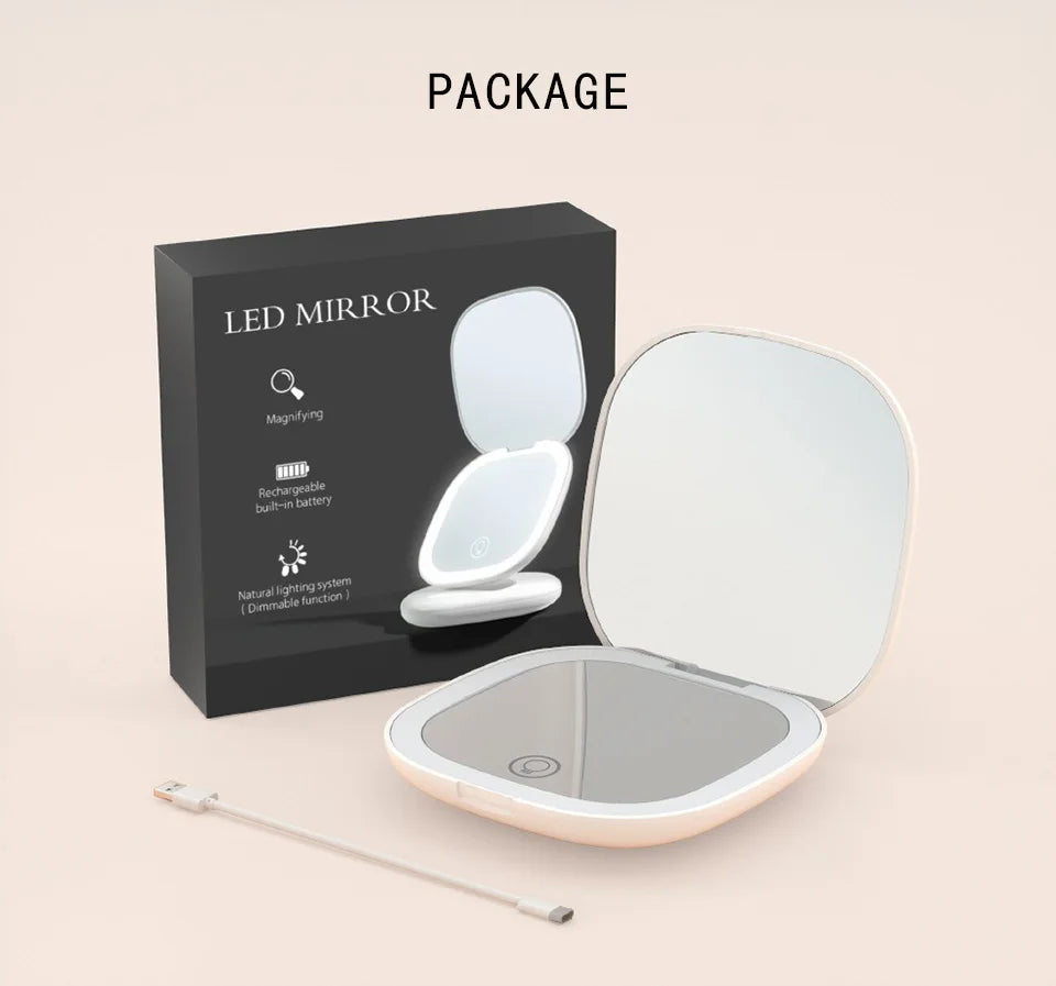 Foldable Compact Led Makeup Mirror 5x/10x Magnification